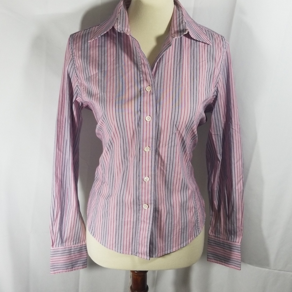Faconnable multi stripe button down shirt sz M